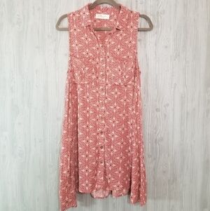 Molly Green Rust Patterned Sleeveless‎ Shirt Dress - Size Small